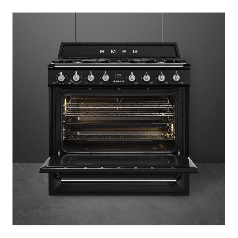 Smeg TR90BL9 cocina Cocina independiente Encimera de gas Negro A