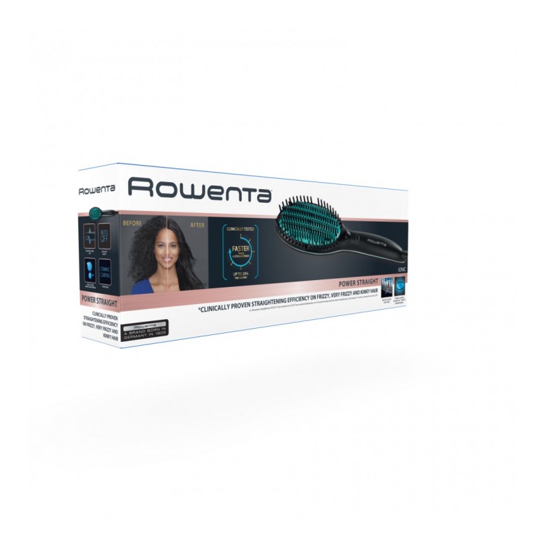 Rowenta Power Straight CF582 Cepillo alisador Caliente Negro, Turquesa