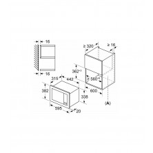 Microondas integrable Bosch BEL623MS3 | 20L | 800W | 1000W Grill |  Negro-Inox | Serie 2