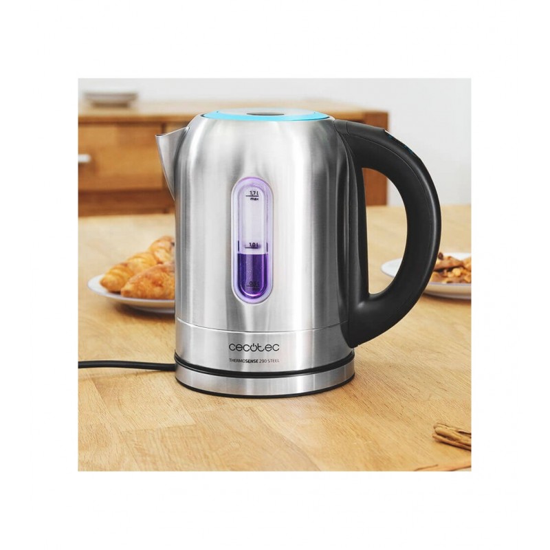 Hervidor de Agua Cecotec ThermoSense 290 Steel/ 2200W/ Capacidad 1.7L