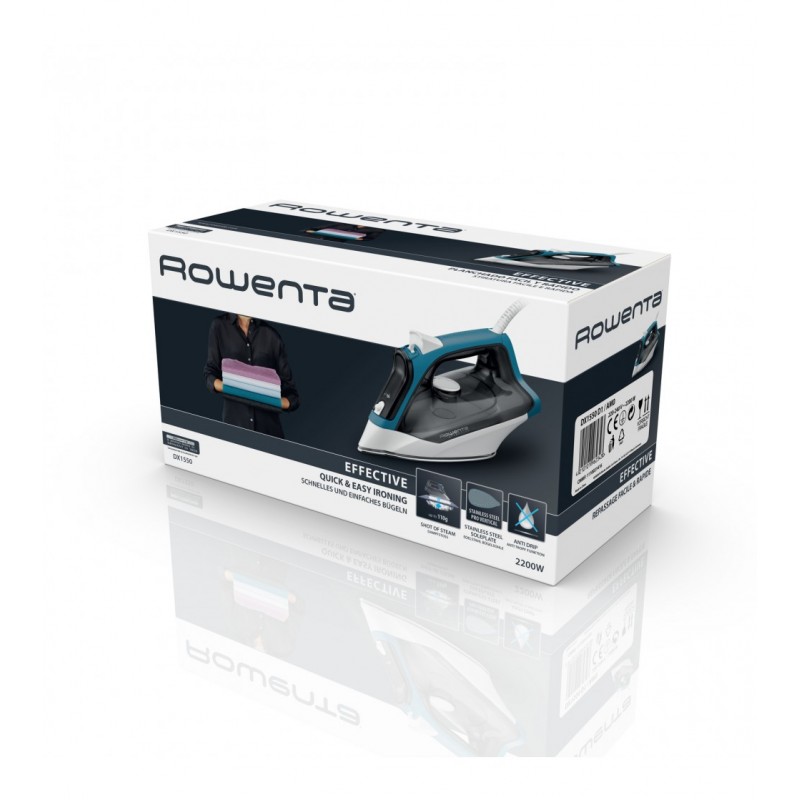 Rowenta Effective 2 DX1550 Plancha seco Suela de acero inoxidable 2200 W  Azul